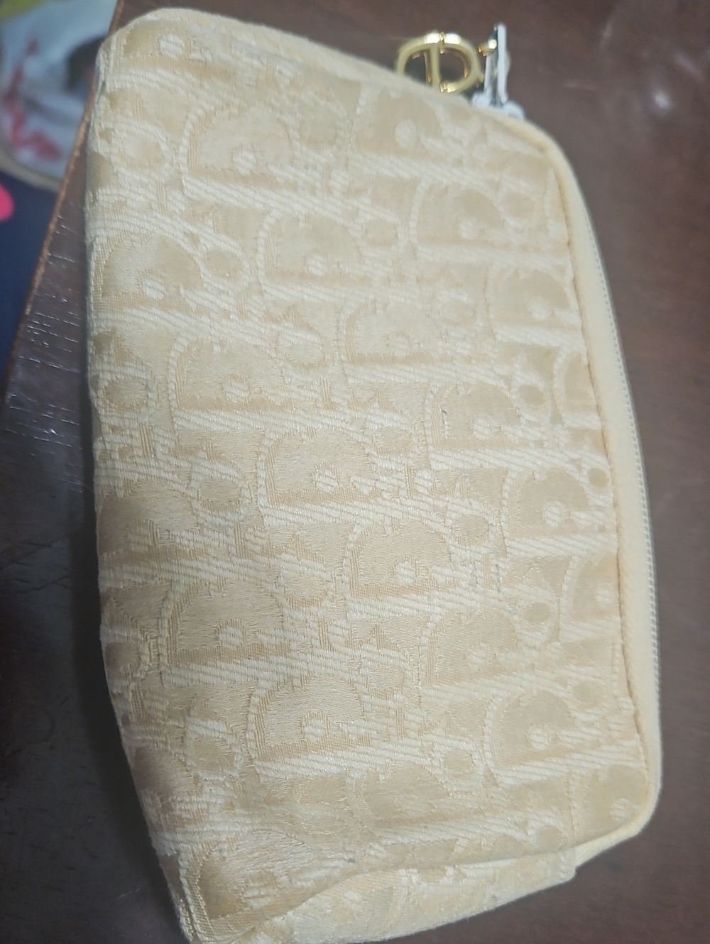 Christian Dior Vintage Trotter Oblique Cosmetic Pouch Cream